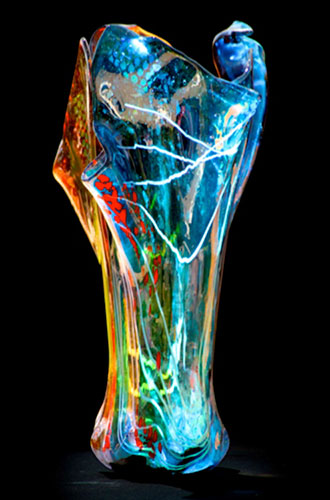 Fused glass vessel by Suzanne Wallace Mears
