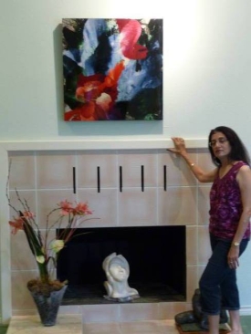 Lopa with her new painting - "Letting Go" by Pippin